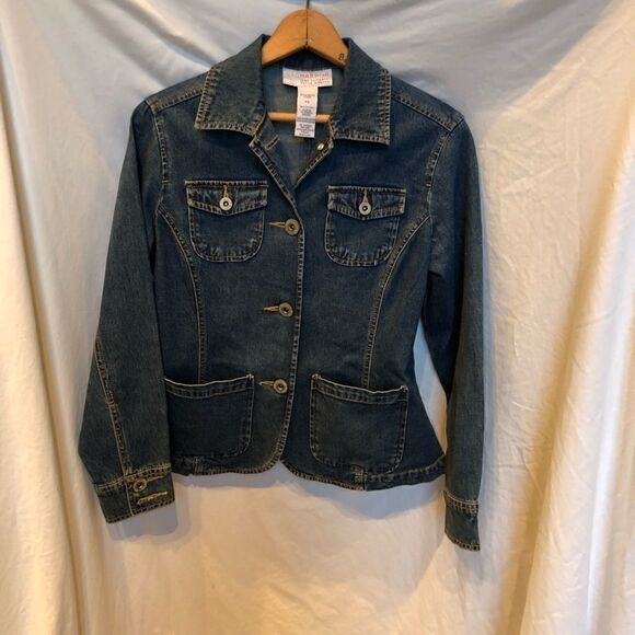Sag Harbor Jean Jacket Blue Petite Small - Picture 1 of 7